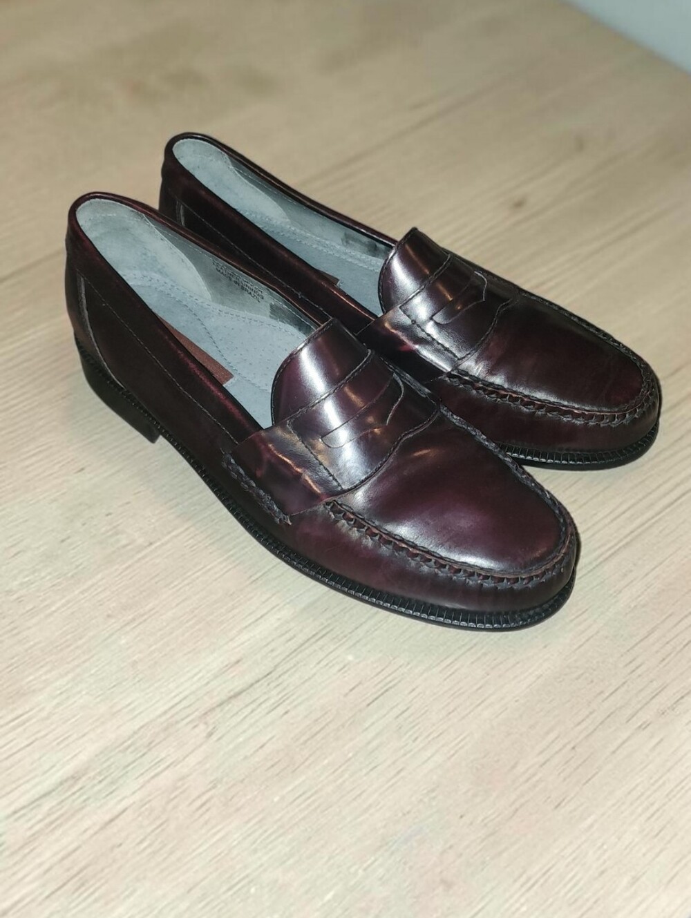Men Vintage Leather Burgundy Penny Loafers By Florsheim Size 11D